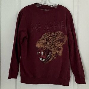 Def Leppard Burgundy Crew Neck Sweatshirt